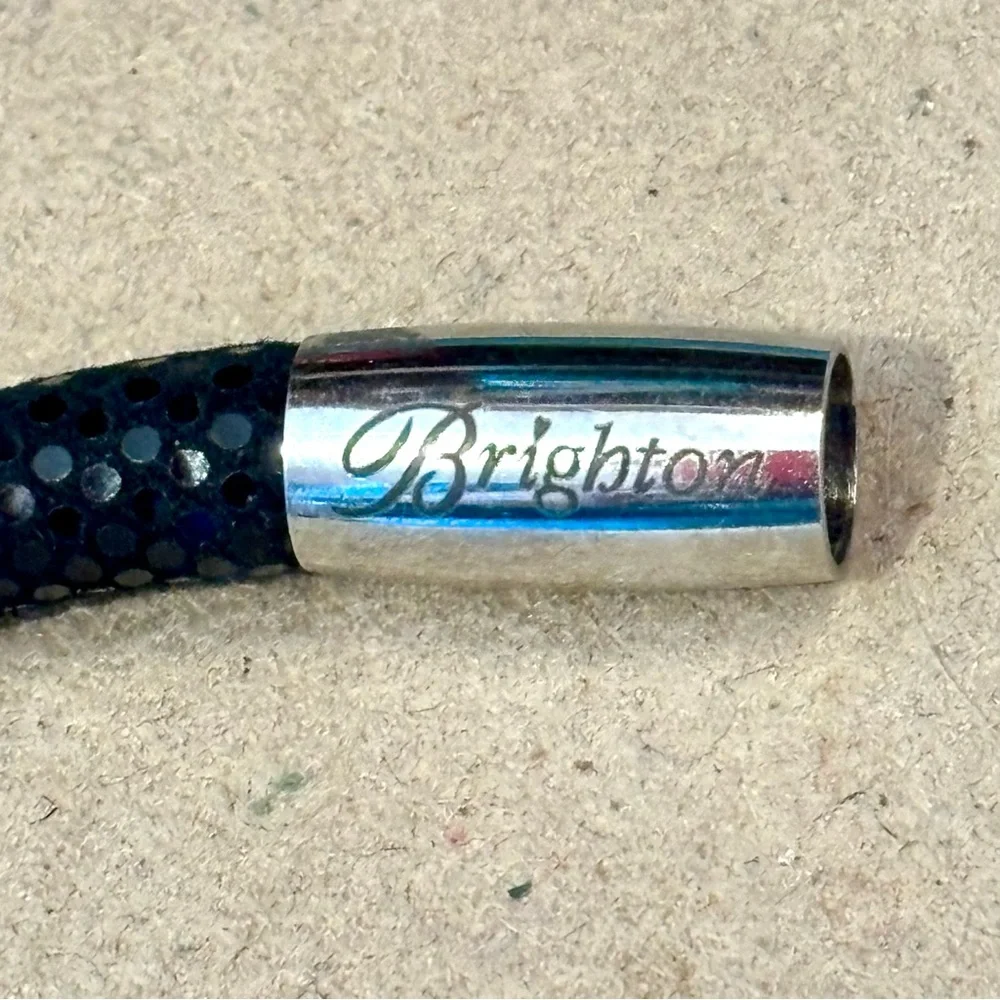 🆕 Brighton Single Sparkle Black Woodstock bracelet Leather Holds beads Retired